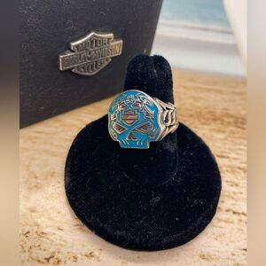 Harley-Davidson Sterling Silver and Blue Women's Ring